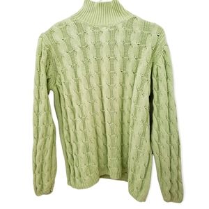 Land's End Chunky Cable Sweater, color: Pale Celadon 💚, Women's size: L